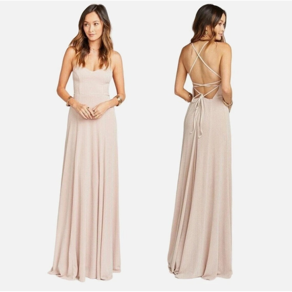 Show Me Your Mumu Long Maxi Dress MED Blush Pink Pastel Romantic Party Wedding